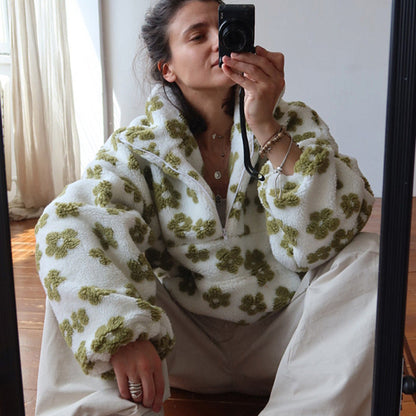 Novéa | Sweatshirt floral à grandes poches et zip