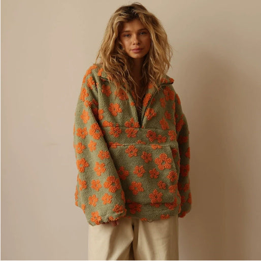 Novéa | Sweatshirt floral à grandes poches et zip