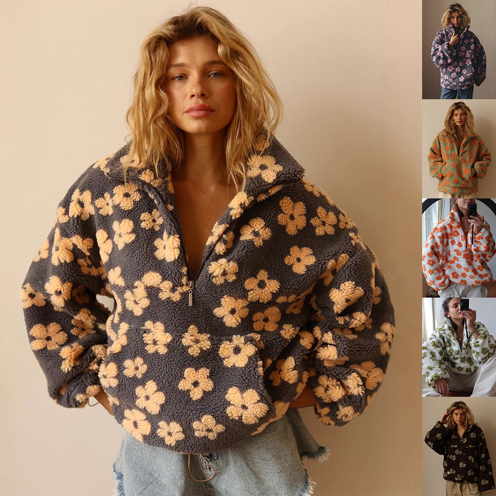 Novéa | Sweatshirt floral à grandes poches et zip