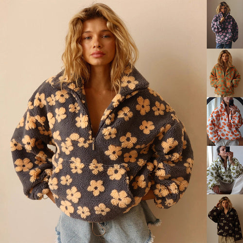 Novéa | Sweatshirt floral à grandes poches et zip