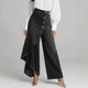 Céleste | Pantalon Droit à Volants et Boutons Dorés