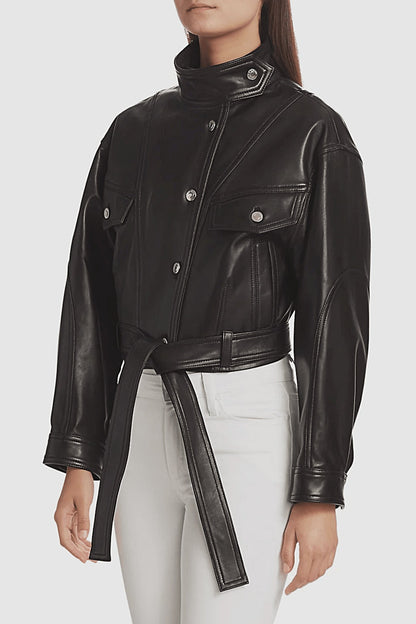 Sofia | Veste en cuir & laine