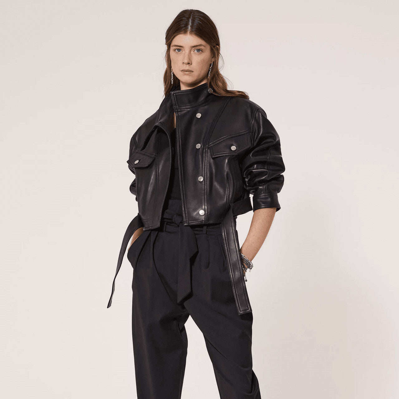 Sofia | Veste en cuir & laine