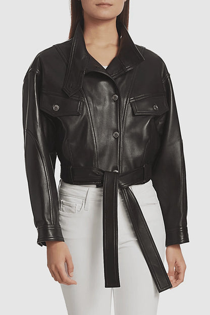Sofia | Veste en cuir & laine