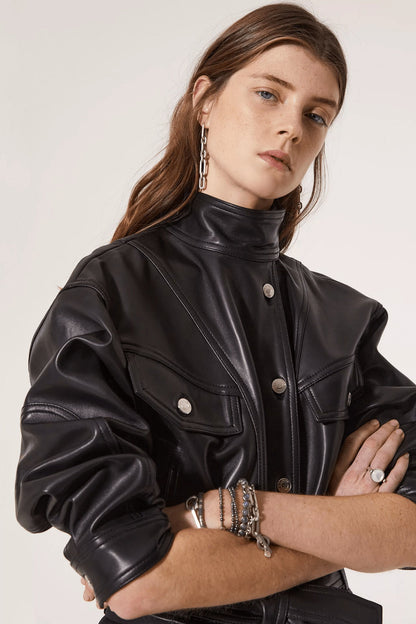 Sofia | Veste en cuir & laine