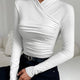 Liora | Blouse col croisé plissé