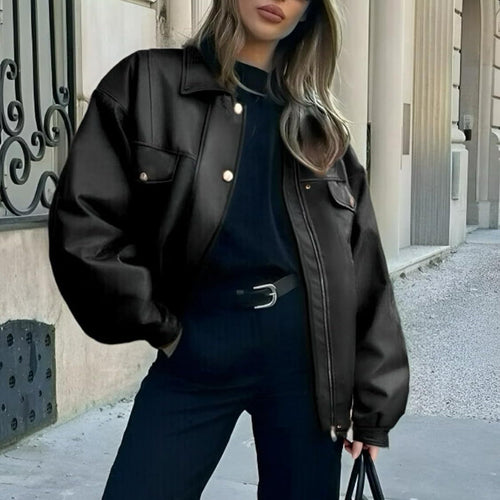 Élégance Urbaine | Trench en simili cuir ceinturé
