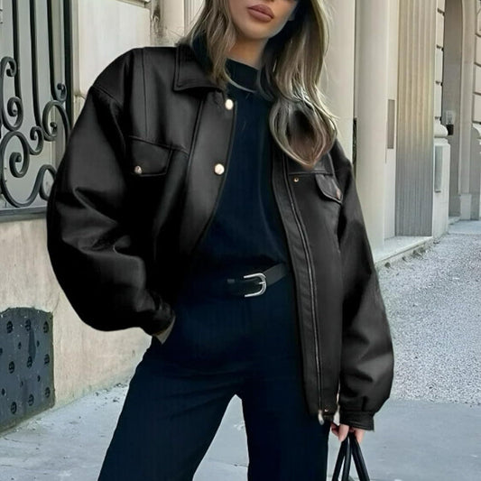 Élégance Urbaine | Trench en simili cuir ceinturé