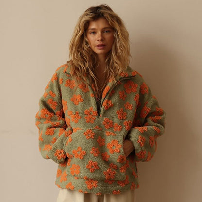 Novéa | Sweatshirt floral à grandes poches et zip