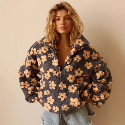 Novéa | Sweatshirt floral à grandes poches et zip