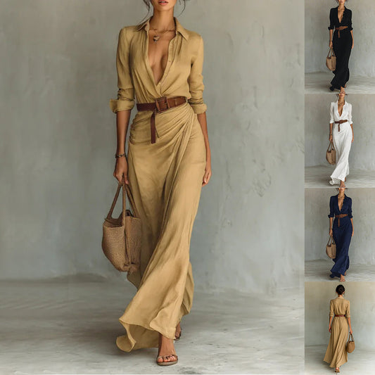 Éloane | Robe chemise asymétrique à ceinture