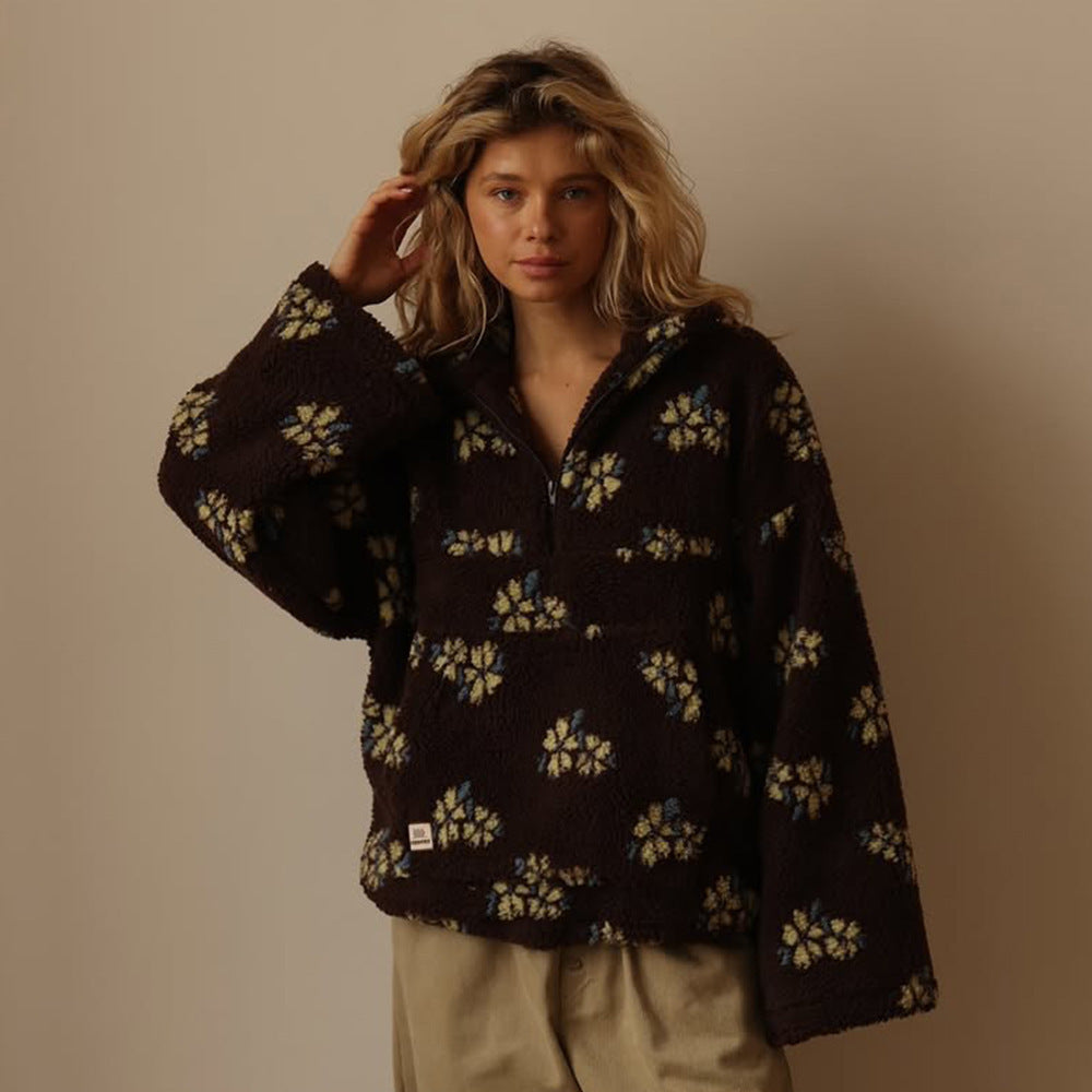 Novéa | Sweatshirt floral à grandes poches et zip