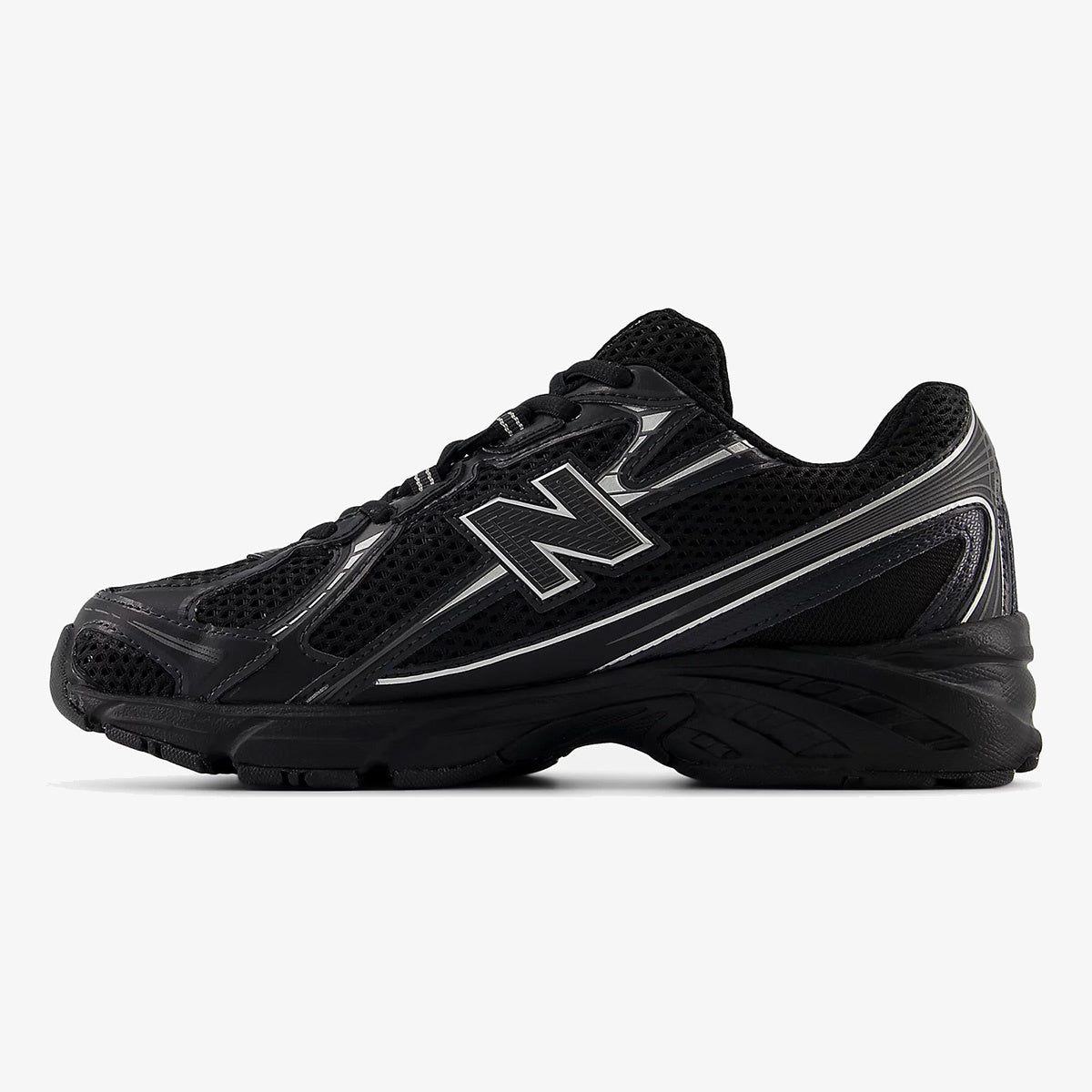 Black and silver DIDALUXE sneaker with mesh panels and metallic overlays