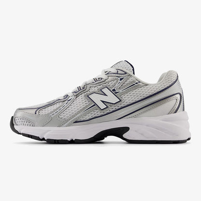 White and navy DIDALUXE sneaker with grey accents and black rubber outsole