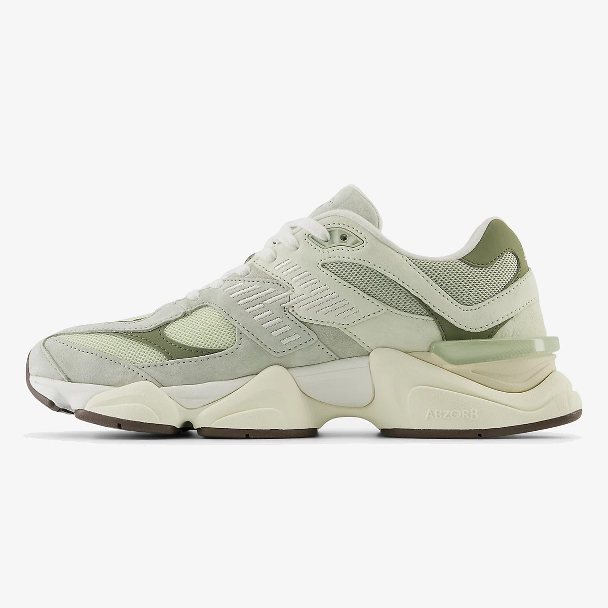 nb olivine - DIDALUXE Olivine sneaker with green mesh, suede overlays, and sculpted sole